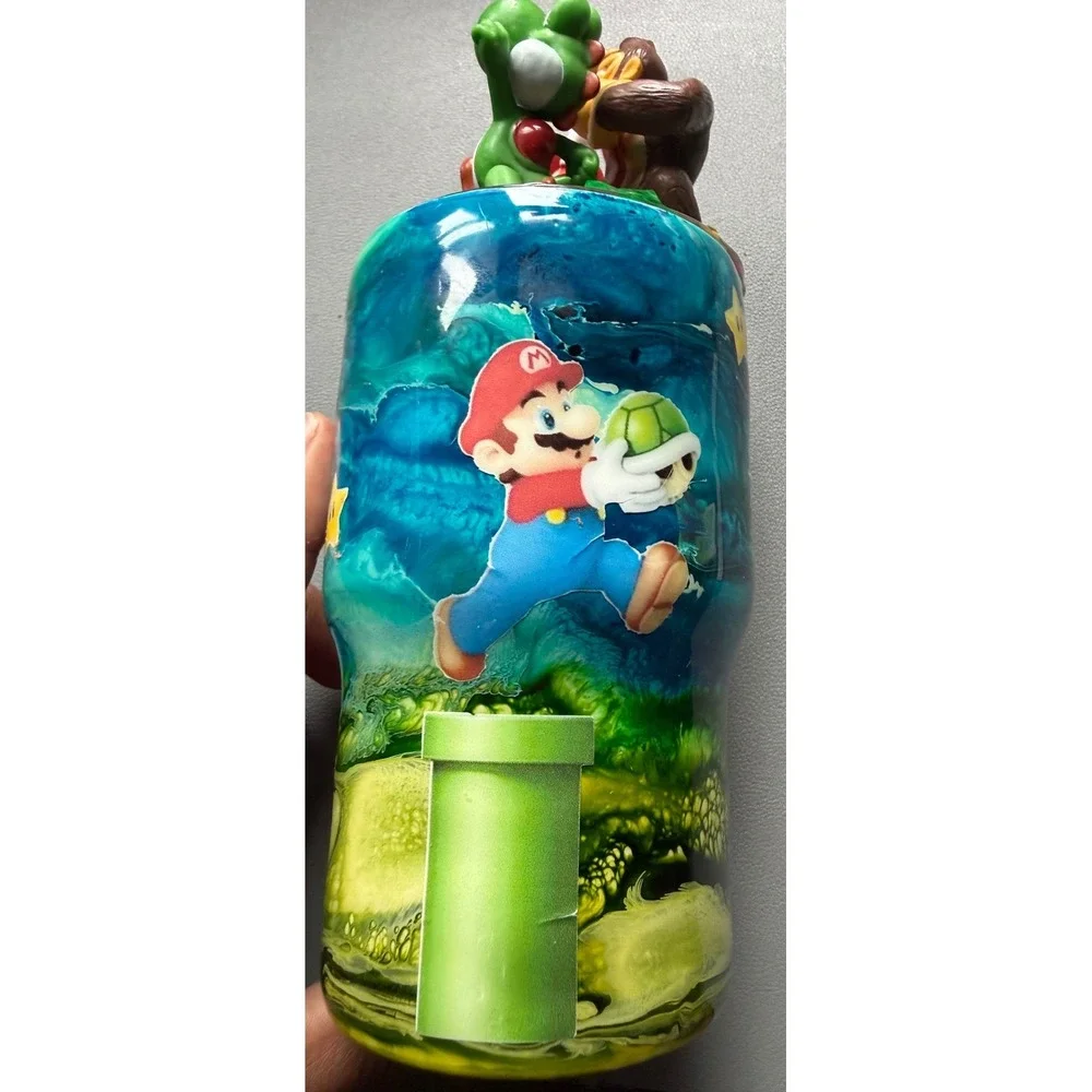 Super Mario Custom 3D‎ Topper Stainless Steel Tumbler Luigi Donkey Kong SEE PICS